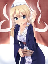 Rule 34 | 10s, 1girl, bad id, bad pixiv id, basin, blonde hair, blue eyes, blush, chestnut mouth, curtains, darjeeling (girls und panzer), girls und panzer, hair down, highres, japanese clothes, kimono, long hair, looking at viewer, nksk, solo, standing, towel, towel on head, white background, yukata
