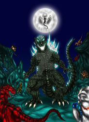 Rule 34 | armadon, blizzard (primal rage), chaos (primal rage), character request, claws, crossover, diablo (primal rage), dinosaur, glowing, glowing eyes, godzilla, godzilla (series), height difference, kaijuu, monster, moon, mountain, necrosan, night, no humans, open mouth, primal rage, rendragonclaw, sauron (primal rage), scales, sharp teeth, size difference, slashfang, tagme, tail, talon (primal rage), teeth, vertigo (primal rage), watermark, web address