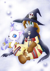 Rule 34 | animal ears, cat, cat ears, digimon, digimon (creature), gloves, hat, holy ring, skull, tail, tailmon, wizard, wizard hat, wizarmon