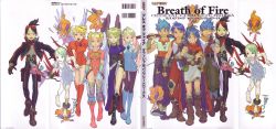 Rule 34 | absurdres, armor, barefoot, blonde hair, blue eyes, blue hair, boots, breath of fire, breath of fire complete works, breath of fire i, breath of fire ii, breath of fire iii, breath of fire iv, breath of fire v, capcom, cover, cover page, crossover, dress, fairy, gloves, green eyes, highres, legs, long hair, nina (breath of fire i), nina (breath of fire ii), nina (breath of fire iii), nina (breath of fire iv), nina (breath of fire v), official art, pantyhose, ryuu (breath of fire i), ryuu (breath of fire ii), ryuu (breath of fire iii), ryuu (breath of fire iv), ryuu (breath of fire v), short hair, side slit, sword, tattoo, thighs, time paradox, trample, weapon, wings, yoshikawa tatsuya