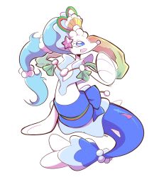 Rule 34 | :d, alternate costume, artsy-rc, commentary, creatures (company), english commentary, fang, full body, game freak, gen 7 pokemon, highres, nintendo, open mouth, pokemon, pokemon (creature), primarina, signature, simple background, smile, solo, white background