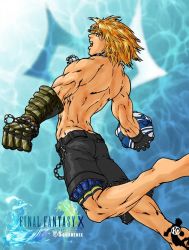 00s 1boy ball copyright_name final_fantasy final_fantasy_x male_focus muscular topless_male solo swimming tidus underwater