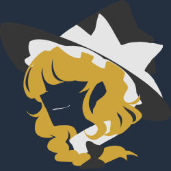 Rule 34 | 1girl, black bow, blonde hair, blue background, bow, braid, braided ponytail, hair bow, hat, highres, kirisame marisa, maskin mei, no lineart, ponytail, portrait, silhouette, simple background, smile, solo, touhou, vector art, witch hat