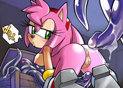 Rule 34 | aku tojyo, amy rose, animal nose, anus, ass, blush, boots, breasts, cleft of venus, consensual tentacles, furry, furry female, green eyes, headband, medium breasts, nipples, pink hair, presenting, pussy, solo, sonic (series), tentacles