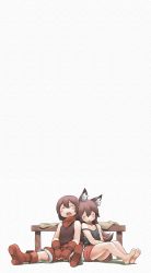 Rule 34 | 1boy, 1girl, absurdres, animal ears, dog ears, forest of blue skin, highres, seated, sleeping, white background