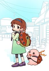 Rule 34 | 1girl, backpack, bag, digimon, digimon (creature), digimon adventure 02, highres, looking at viewer, mochimon, smile, tentomon