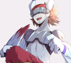 Rule 34 | digimon, fangs, feathers, highres, mask, short hair, silphymon, smile