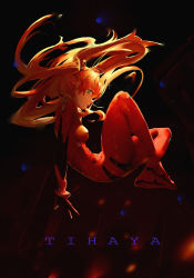 Rule 34 | 1girl, absurdres, artist name, artist request, ass, black background, blue eyes, bodysuit, breasts, floating hair, full body, hair between eyes, highres, interface headset, lips, long hair, looking at viewer, looking to the side, medium breasts, neon genesis evangelion, orange hair, plugsuit, red bodysuit, shiny clothes, simple background, solo, souryuu asuka langley, thighs, two side up, very long hair, wide hips