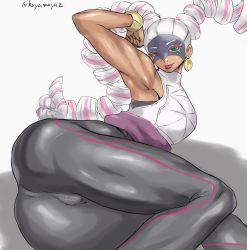 Rule 34 | 1girl, bad anatomy, bad perspective, bad proportions, breasts, cameltoe, dark skin, female focus, poorly drawn, solo, thick thighs, thighs, twintelle (arms), uya (yurukah)