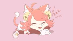 Rule 34 | 1girl, animal ears, boots, cat ears, chibi, mad mew mew, magical girl, pink hair, sleeping, tail, undertale