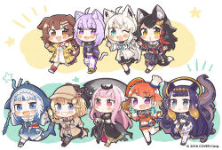 Rule 34 | 6+girls, :o, animal ears, animal hood, ao-chan (ninomae ina&#039;nis), aqua eyes, beret, black dress, black hair, blonde hair, blue eyes, blue hair, blue hoodie, blush, book, breasts, cat ears, cat girl, cat tail, chef hat, chibi, chicken (food), chicken leg, claw pose, cleavage cutout, clenched hands, clothing cutout, dog ears, dog girl, dog tail, dress, fins, fish tail, food, fox ears, fox girl, fox shadow puppet, fox tail, gawr gura, gawr gura (1st costume), gradient hair, green hair, halo, hands in pockets, hat, holding, holding book, holding food, holding magnifying glass, holding scythe, holding weapon, hololive, hololive english, hololive gamers, holomyth, hood, hoodie, inugami korone, inugami korone (1st costume), magnifying glass, medium breasts, mori calliope, mori calliope (1st costume), multicolored hair, multiple girls, navel, nekomata okayu, nekomata okayu (1st costume), ninomae ina&#039;nis, ninomae ina&#039;nis (1st costume), official art, one eye closed, ookami mio, ookami mio (1st costume), orange hair, orange headwear, pink eyes, pink hair, polearm, purple eyes, red hair, running, same anko, scythe, shark girl, shark hood, shark tail, shirakami fubuki, shirakami fubuki (1st costume), smile, streaked hair, tail, takanashi kiara, takanashi kiara (1st costume), tentacles, tiara, trident, veil, virtual youtuber, watson amelia, watson amelia (1st costume), weapon, white hair, wolf ears, wolf girl, wolf tail