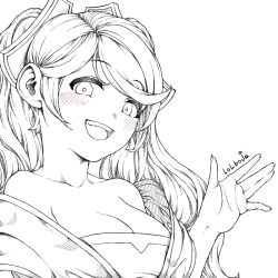 Rule 34 | blush, breasts, cleavage, collarbone, large breasts, league of legends, lolboja, long hair, open mouth, sketch, sona (league of legends)