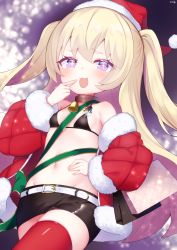 Rule 34 | + +, 1girl, :3, :d, azur lane, bache (azur lane), bag, bell, belt, belt buckle, bikini, bikini top only, black bikini, black skirt, blonde hair, blush, breasts, brown collar, buckle, child, collar, commentary request, fang, fur-trimmed headwear, fur-trimmed jacket, fur-trimmed sleeves, fur trim, groin, hand on own hip, hat, highres, jacket, kokone (coconeeeco), long hair, long sleeves, looking at viewer, navel, neck bell, off shoulder, open clothes, open jacket, open mouth, puffy long sleeves, puffy sleeves, purple eyes, red hat, red jacket, red thighhighs, santa hat, signature, skirt, small breasts, smile, solo, swimsuit, thighhighs, two side up, very long hair, white belt