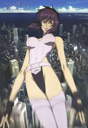 Rule 34 | 00s, 1girl, absurdres, breasts, fingerless gloves, ghost in the shell, ghost in the shell stand alone complex, gloves, highres, kusanagi motoko, large breasts, poster (medium), purple hair, red eyes, short hair, solo, thighhighs