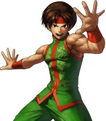 Rule 34 | 1boy, brown eyes, brown hair, chinese clothes, headband, highres, king of fighters xiii, male focus, muscular, official art, ogura eisuke, short hair, sie kensou, sleeveless, snk, solo, the king of fighters, the king of fighters xiii, transparent background, vambraces