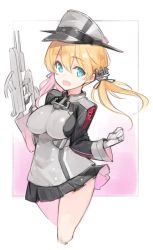 Rule 34 | 10s, 1girl, anchor hair ornament, aqua eyes, bad id, bad twitter id, blonde hair, breasts, cross, gloves, hair ornament, hat, iron cross, kantai collection, large breasts, long hair, long sleeves, looking at viewer, microskirt, military, military uniform, minono aki, open mouth, peaked cap, prinz eugen (kancolle), sketch, skirt, smile, solo, twintails, uniform, white gloves