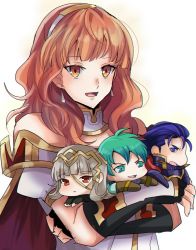 Rule 34 | armor, blue eyes, blue hair, cape, celica (fire emblem), chibi, crown, dress, earrings, ephraim (fire emblem), fingerless gloves, fire emblem, fire emblem: the blazing blade, fire emblem: the sacred stones, fire emblem echoes: shadows of valentia, fire emblem fates, fire emblem heroes, gloves, green armor, green hair, grey hair, hair ornament, hector (fire emblem), jewelry, long hair, nintendo, open mouth, red eyes, red hair, rem (eyes 410), short hair, simple background, smile, tiara, veronica (fire emblem)