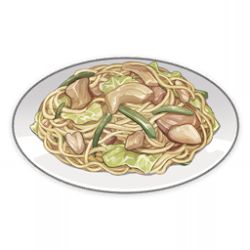 Rule 34 | artist request, beans, chicken (food), commentary, english commentary, food, food focus, game cg, genshin impact, lowres, muted color, no humans, noodles, official art, plate, simple background, still life, third-party source, transparent background, yakisoba