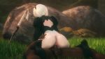Rule 34 | 1boy, 1girl, 3d, animated, ass, clothed female nude male, clothed sex, cowgirl position, dark-skinned male, dark skin, from behind, girl on top, grass, hair ornament, hairband, hetero, highres, interracial, katana, nature, nier (series), nier:automata, noname55, nude, outdoors, penis, pussy, sex, short hair, sound, straddling, sword, testicles, uncensored, vaginal, video, weapon, white hair, 2b (nier:automata)