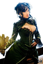 Rule 34 | breasts, cleavage, corset, cosplay, hand fan, large breasts, photo (medium), yaya han