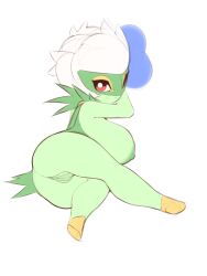 Rule 34 | 1girl, ass, breasts, cameltoe, cleft of venus, colored skin, creatures (company), game freak, gen 4 pokemon, green skin, highres, huge breasts, large areolae, makeup, mascara, mystical, nintendo, nipples, plant, pokemon, roserade, thick thighs, thighs, topless