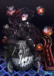 Rule 34 | 10s, 1boy, abyssal ship, bad id, bad pixiv id, black hair, blush, bulge, crossdressing, dress, erection, erection under clothes, glowing, glowing eyes, gothic lolita, isolated island oni, kantai collection, lolita fashion, long hair, looking at viewer, male focus, no shoes, pale skin, pantyhose, penis, red eyes, riccae, shoes, unworn shoes, sitting, solo, tears, torn clothes, torn pantyhose, trap, very long hair, wince