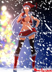 Rule 34 | 1girl, absurdres, bikini, black thighhighs, blurry, blurry background, boots, breasts, buchou (kakitama), christmas, commentary, cropped jacket, english commentary, english text, frown, full body, fur-trimmed jacket, fur-trimmed skirt, fur trim, glasses, gloves, hat, highleg, highleg bikini, highres, holding, holding sack, jacket, kakitama, looking at viewer, medium breasts, merry christmas, navel, night, opaque glasses, open clothes, open jacket, original, outdoors, over shoulder, parted lips, red bikini, red footwear, red gloves, red hat, red jacket, red skirt, sack, santa boots, santa costume, santa gloves, santa hat, skindentation, skirt, snowing, solo, standing, swimsuit, thighhighs, wind
