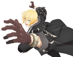 Rule 34 | 1boy, absurdres, blonde hair, blue eyes, eizen (tales), gloves, highres, male focus, official art, short hair, simple background, solo, tales of (series), tales of berseria, white background