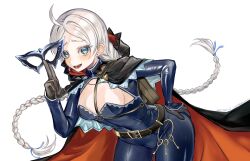 Rule 34 | absurdres, ahoge, black gloves, blue bodysuit, blue eyes, blue ribbon, blush, bodysuit, braid, breasts, cape, chain, chest harness, cleavage, commission, commissioner upload, crystal earrings, earrings, eye mask, fire emblem, fire emblem fates, fire emblem heroes, gloves, gold chain, hair ribbon, hand on own ass, harness, highres, holding, holding mask, hood, hood down, hooded cape, jewelry, key, keyring, leather, long hair, low twin braids, mask, medium breasts, nina (fire emblem), nina (thief) (fire emblem), nintendo, non-web source, o-ring, official alternate costume, open mouth, osiri siri siri, parted bangs, ribbon, skeb commission, skin tight, twin braids, white hair