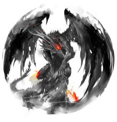 Rule 34 | black dragon kalameet, commentary, dark souls (series), dark souls i, dragon, english commentary, forehead jewel, highres, kalameet, no humans, red theme, shimhaq, solo, spot color, wings