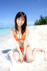 Rule 34 | 1girl, asian, beach, bikini, breasts, cleavage, highres, looking at viewer, nagasawa nao, nao mail, ocean, photo (medium), swimsuit