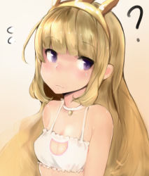 Rule 34 | 10s, 1girl, bare shoulders, bell, blonde hair, blush, bra, breasts, cagliostro (granblue fantasy), cat cutout, cat lingerie, cleavage cutout, clothing cutout, crown, granblue fantasy, highres, jingle bell, long hair, looking at viewer, meme attire, muoto, purple eyes, small breasts, solo, underwear