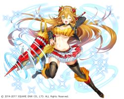 Rule 34 | 1girl, black thighhighs, blonde hair, blush, breasts, character request, cleavage, hairband, large breasts, long hair, looking at viewer, million arthur (series), one eye closed, open mouth, smile, solo, thighhighs, yanyo (ogino atsuki), yellow eyes