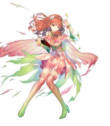 Rule 34 | 1girl, alternate costume, bare shoulders, book, bridal gauntlets, cape, celica (fire emblem), closed mouth, detached collar, dress, earrings, female focus, fire emblem, fire emblem echoes: shadows of valentia, fire emblem heroes, flower, frilled skirt, frills, full body, gradient clothes, green footwear, hair ornament, hairband, high heels, highres, holding, holding book, jewelry, kaekae, long hair, looking away, matching hair/eyes, nintendo, official alternate costume, official art, one eye closed, pink dress, pumps, red eyes, red hair, shoes, skirt, sleeveless, thighhighs, torn clothes, transparent background, wince, zettai ryouiki
