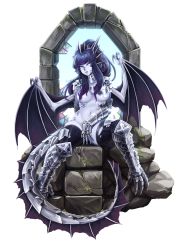 Rule 34 | 1girl, animal hands, armor, barbariank, black thighhighs, blue hair, blue skin, breasts, breasts apart, broken window, claws, colored skin, covering crotch, covering privates, dragon girl, dragon tail, dragon wings, dungeons &amp; dragons, fins, full body, gauntlets, gradient hair, greaves, grey eyes, hair over breasts, head fins, head tilt, highres, horns, long hair, looking at viewer, medium breasts, monster girl, multicolored hair, navel, nude, original, parted lips, pauldrons, personification, purple hair, rock, scales, shoulder armor, silver dragon (d&amp;d), sitting, slit pupils, solo, stained glass, tail, thighhighs, torn clothes, torn thighhighs, transparent background, two-tone hair, wings