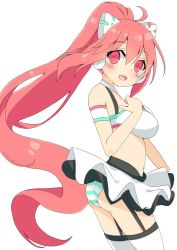 Rule 34 | 1girl, breasts, collar, eip (pepai), floor anthem, headset, large breasts, long hair, miniskirt, panties, pink eyes, pink hair, ponytail, rasis, skirt, sound voltex, sound voltex ii infinite infection, striped clothes, striped panties, thighhighs, underwear, white collar, white thighhighs