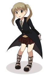 Rule 34 | 1girl, :p, artist request, blonde hair, blush, boots, buttons, gloves, green eyes, jacket, long hair, looking at viewer, maka albarn, miniskirt, necktie, plaid, plaid skirt, school uniform, scythe, simple background, skirt, smile, solo, soul eater, third-party source, tongue, tongue out, transparent background, twintails, white background, wrist cuffs
