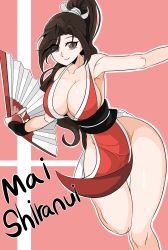 Rule 34 | 1girl, absurdres, breasts, character name, fatal fury, highres, large breasts, ponytail, shiranui mai, solo