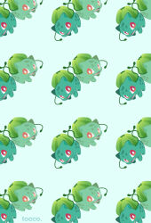 Rule 34 | alternate color, animal focus, artist name, bright pupils, bulbasaur, claws, creatures (company), fangs, game freak, gen 1 pokemon, green background, nintendo, no humans, open mouth, plant, pokemon, pokemon (creature), red eyes, shiny and normal, shiny pokemon, simple background, tocoxtocco, vines, white pupils
