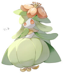 Rule 34 | 1girl, arm up, bright pupils, colored skin, creatures (company), crown, female focus, flat chest, flower, full body, game freak, gen 5 pokemon, green hair, green skin, hair flower, hair ornament, hand to own mouth, hand up, highres, japanese text, lilligant, long hair, mini crown, monster girl, multicolored skin, nintendo, outstretched arm, plant girl, pokemon, pokemon (creature), red eyes, red flower, sidelocks, simple background, solo, standing, swept bangs, tem (tem konp10), translation request, two-tone skin, white background, white pupils, white skin, yellow headwear