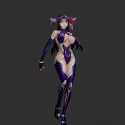 Rule 34 | 1girl, 3d, action taimanin, alternate costume, animal ears, animated, aqua eyes, armpits, arms behind head, arms up, artist request, ass, black hair, breasts, cleavage, covered navel, curvy, facial mark, fake animal ears, grey background, highleg, highleg leotard, huge ass, igawa asagi, large breasts, leotard, long hair, looking at viewer, official alternate costume, shiny clothes, shiny skin, solo, tagme, taimanin (series), taimanin asagi, thong leotard, very long hair, video, walking, wide hips
