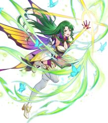 Rule 34 | 1girl, alternate costume, bare shoulders, book, boots, breasts, bug, butterfly, cape, cecilia (fire emblem), cleavage, dress, elbow gloves, female focus, fire emblem, fire emblem: the binding blade, fire emblem heroes, flower, full body, gloves, gold trim, gradient clothes, green eyes, green hair, haru (hiyori-kohal), high heel boots, high heels, highres, holding, holding book, insect, leg up, long hair, looking away, magic, matching hair/eyes, medium breasts, nintendo, non-web source, official art, open book, open mouth, plant, short dress, sleeveless, solo, teeth, thigh boots, thorns, transparent background, upper teeth only, vines