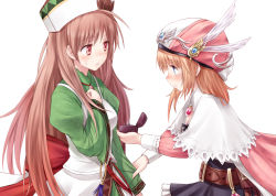 Rule 34 | 2girls, atelier (series), atelier rorona, atelier viorate, blue eyes, blush, brown eyes, brown hair, clothes grab, commentary request, engagement ring, female focus, hat, jewelry, long hair, multiple girls, open mouth, marriage proposal, red hair, ring, rororina fryxell, sleeve grab, suzushiro yukari, sweatdrop, tears, viorate platane, yuri