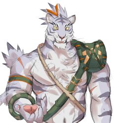 Rule 34 | 1boy, abs, animal ears, arm strap, armor, bara, bare pectorals, beckoning, cropped torso, facial hair, furry, furry male, goatee, highres, kimagureuso, looking at viewer, male focus, muscular, muscular male, navel, nimbus (world flipper), nipples, outstretched hand, pauldrons, pectorals, reaching, reaching towards viewer, scar, scar across eye, scar on arm, short hair, shoulder armor, single pauldron, sketch, smile, solo, stomach, thick eyebrows, tiger boy, tiger ears, white hair, world flipper