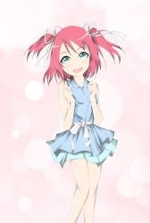 Rule 34 | 1girl, aqua eyes, aqua shirt, aqua skirt, artist name, artist request, bare legs, bare shoulders, blush, breasts, buttons, clenched hands, collared shirt, dress, dress shirt, female focus, floating hair, green eyes, hair between eyes, hair ribbon, kurosawa ruby, looking at viewer, love live!, love live! school idol festival, love live! sunshine!!, miniskirt, parted lips, plaid, plaid skirt, pleated, pleated skirt, red hair, ribbon, sarabiyo, shirt, short hair, skirt, sleeveless, sleeveless shirt, small breasts, smile, solo, twintails, two side up, white ribbon