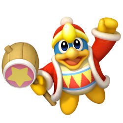 Rule 34 | absurdres, beak, bird, hammer, highres, holding, holding hammer, king dedede, kirby (series), looking at viewer, male focus, nintendo, official art, open mouth, penguin, simple background, solo, white background