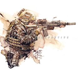 Rule 34 | 1other, aiming, ambiguous gender, assault rifle, body armor, brown headwear, brown theme, camouflage, camouflage jacket, camouflage paint, casing ejection, commentary, cropped torso, dated, digital camouflage, english commentary, facing to the side, fatigues, finger on trigger, firing, floating, floating object, from side, green jacket, gun, handgun, helmet, holding, holding gun, holding weapon, holstered, jacket, kanji, laser sight, limited palette, load bearing vest, m1911, m4 carbine, mar-c!, military, military jacket, military uniform, multicolored clothes, multicolored jacket, optical sight, original, other focus, painting (medium), bulletproof vest, profile, rifle, shell casing, signature, simple background, smoke, solo, sunglasses, suppressor, traditional media, uniform, united states marine corps, upper body, watercolor (medium), watermark, weapon, white background