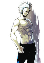 Rule 34 | 1boy, blame!, dhomochevsky, highres, muscular, muted color, sakuma tsukasa, topless male, spiked hair, white hair