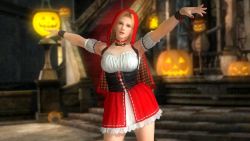 Rule 34 | 1girl, 3d, blonde hair, blue eyes, breasts, corset, dead or alive, dead or alive 5, dress, female focus, halloween, highres, large breasts, official art, little red riding hood (grimm), solo, tecmo, tina armstrong