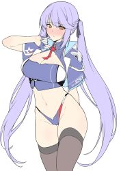 Rule 34 | 1girl, arm behind back, arm up, azur lane, black ribbon, black thighhighs, blue cloak, blue dress, blue gloves, blue hair, blue panties, blush, braid, breasts, brown eyes, cleavage, cleavage cutout, cloak, clothes writing, clothing cutout, collared dress, commentary request, dress, essex (azur lane), fingerless gloves, floating hair, french braid, gloves, groin, hair ribbon, halcon, highleg, highleg panties, highres, large breasts, long hair, looking at viewer, multicolored clothes, multicolored dress, multicolored panties, navel, necktie, nose blush, panties, parted lips, red necktie, ribbon, simple background, solo, standing, thighhighs, twintails, underwear, unfinished, very long hair, white background
